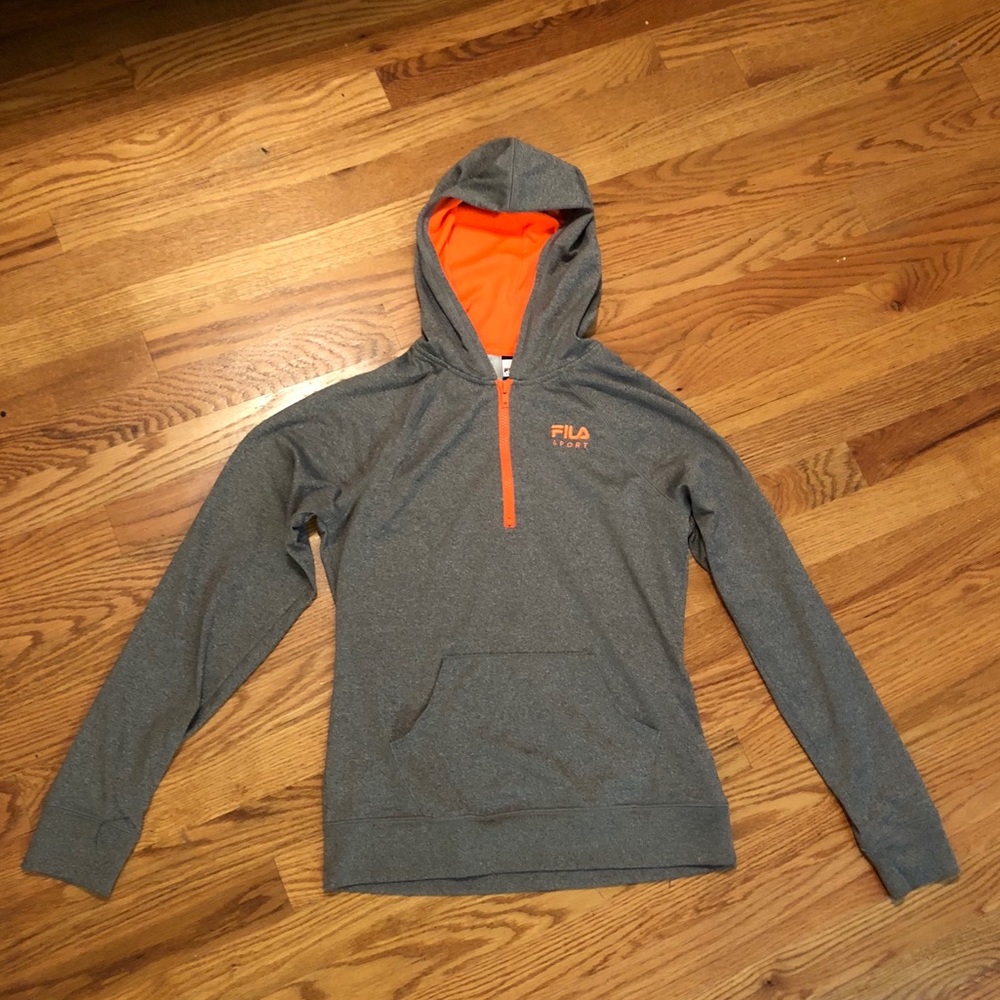 FILA Youth Hoodie With Bright Orange Lining